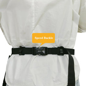 Bafelia Garden Apron model wearing green floral pattern for style.
