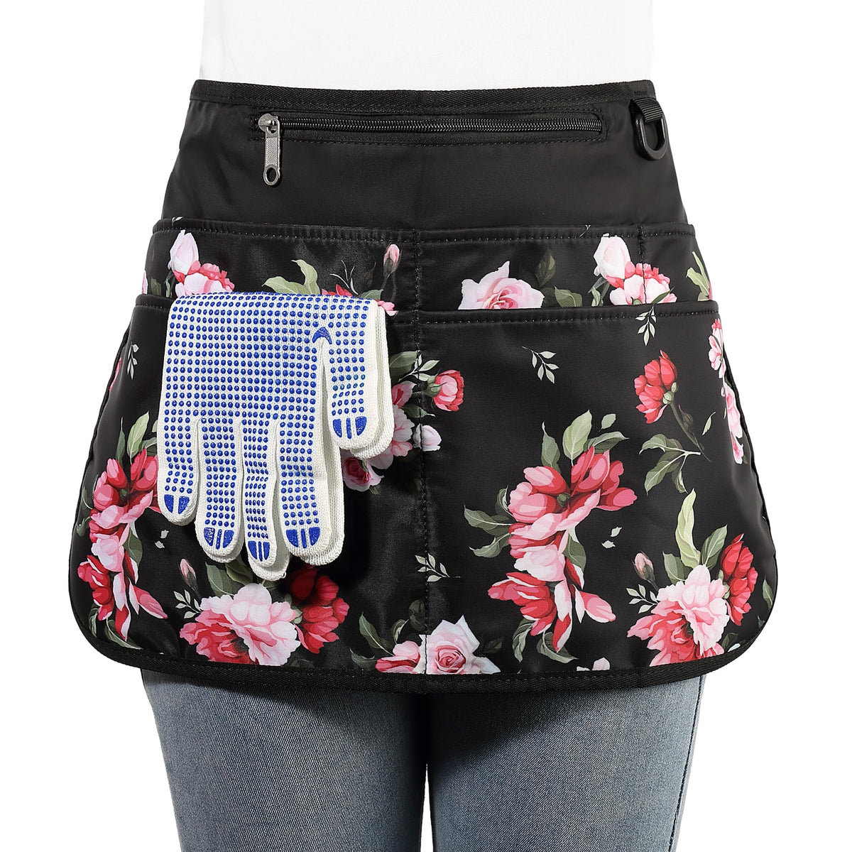 Bafelia garden apron front view with six pockets to keep tools organized