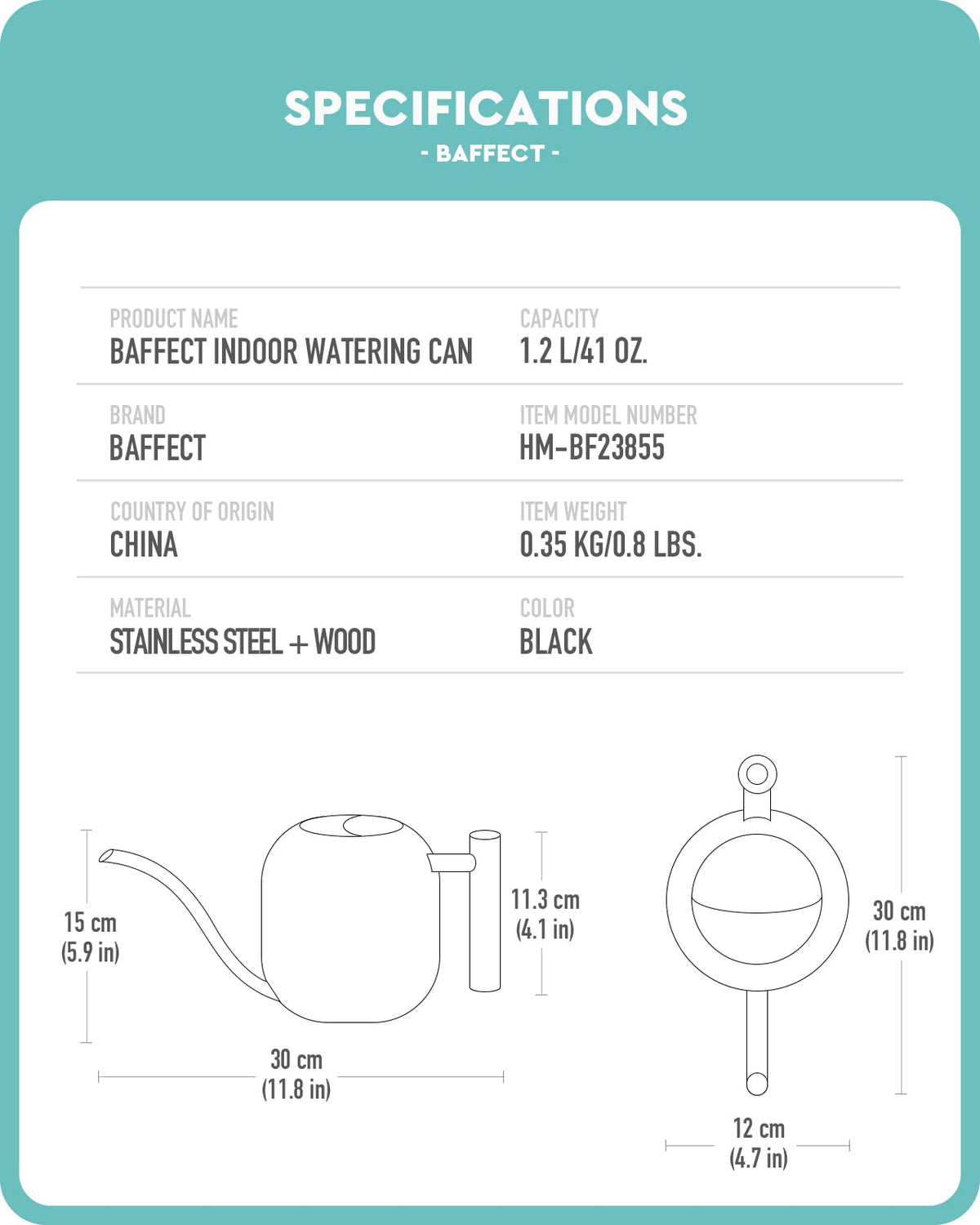 Baffect can with semi-closed top opening prevents spills during pouring.