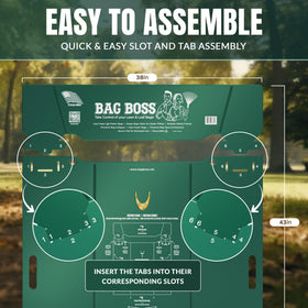 Bag Boss debris carrier supports large piles with ergonomic handles during cleanup.