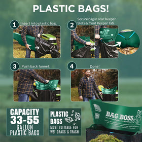 Bag Boss flat storage design fits behind shelves or walls.