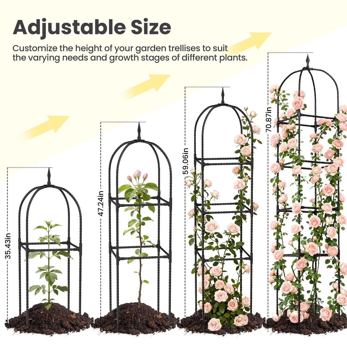 Bag Wizard clematis trellis features weatherproof frame for outdoor use.