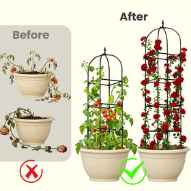Bag Wizard PVC-coated obelisk detail shows durable construction for long-term gardening.