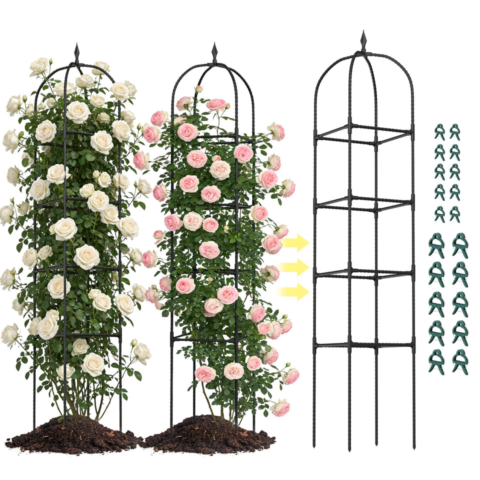 Bag Wizard obelisk trellis stands 70.87 inches for vertical climbing plants.