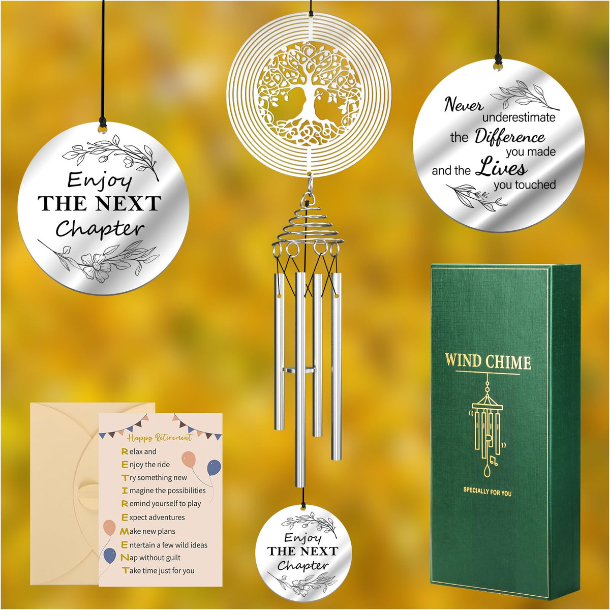 BaiCai wind chime featuring a thank you message for retirement appreciation.