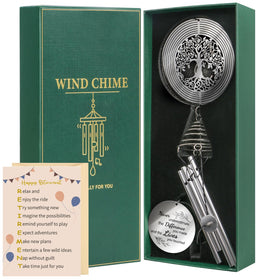 BaiCai retirement wind chimes with Tree of Life spinner for growth and renewal.
