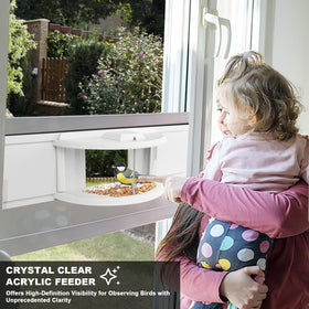 BAIAPEY Window Feeder fits 27-35 inches wide windows for flexible indoor mounting.