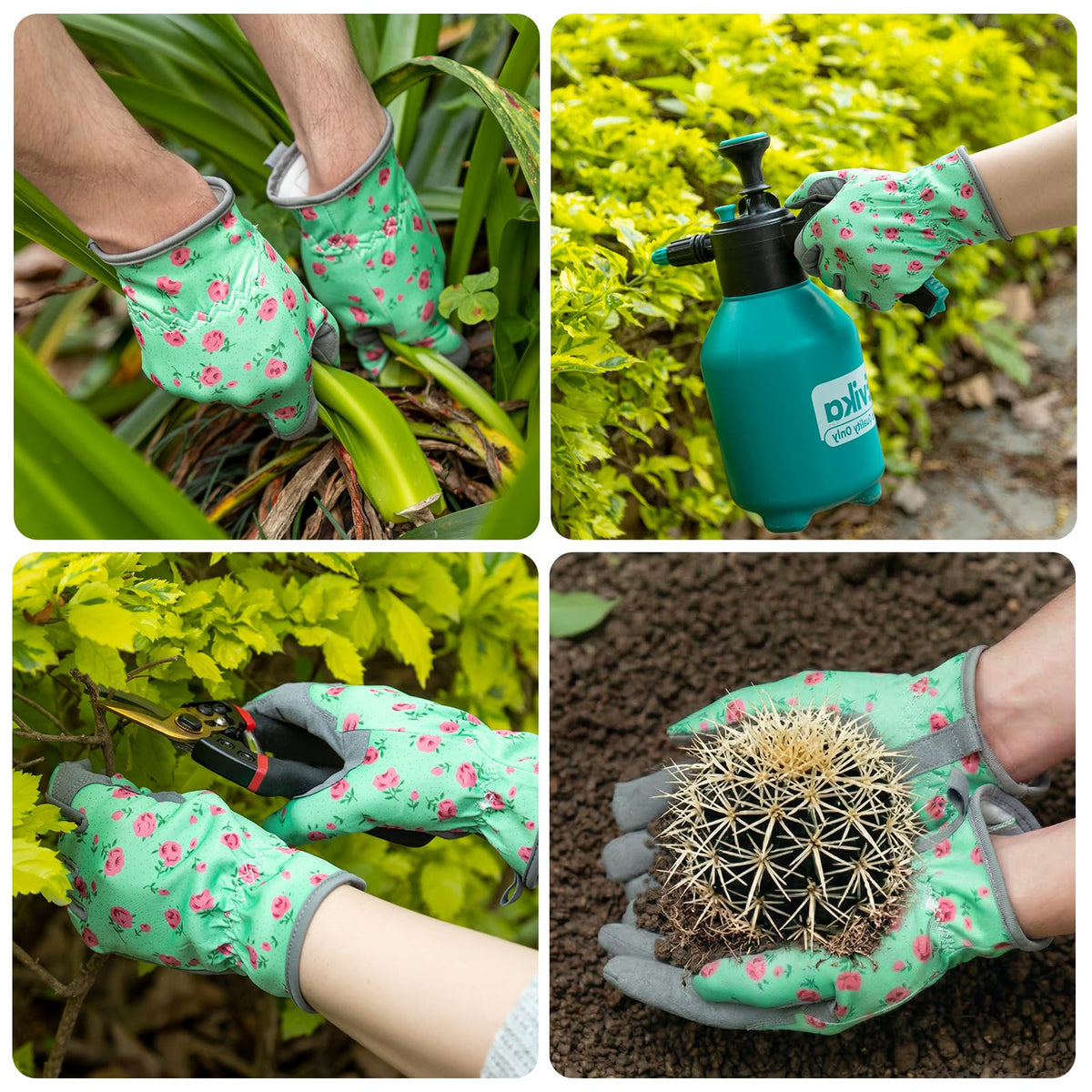 Baidast floral-pattern gloves combine style with garden function.