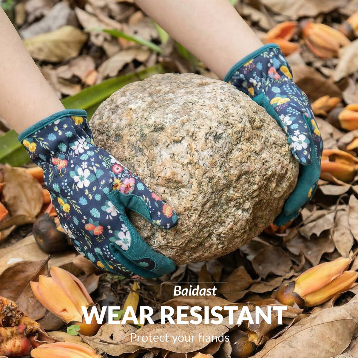 Baidast gloves with wear-resistant fabric protecting hands from thorns