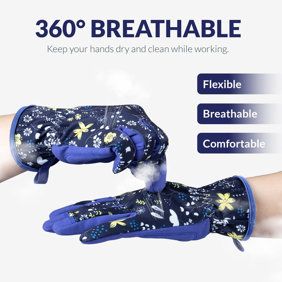 Baidast gloves show anti-slip palms for secure tool grip while digging