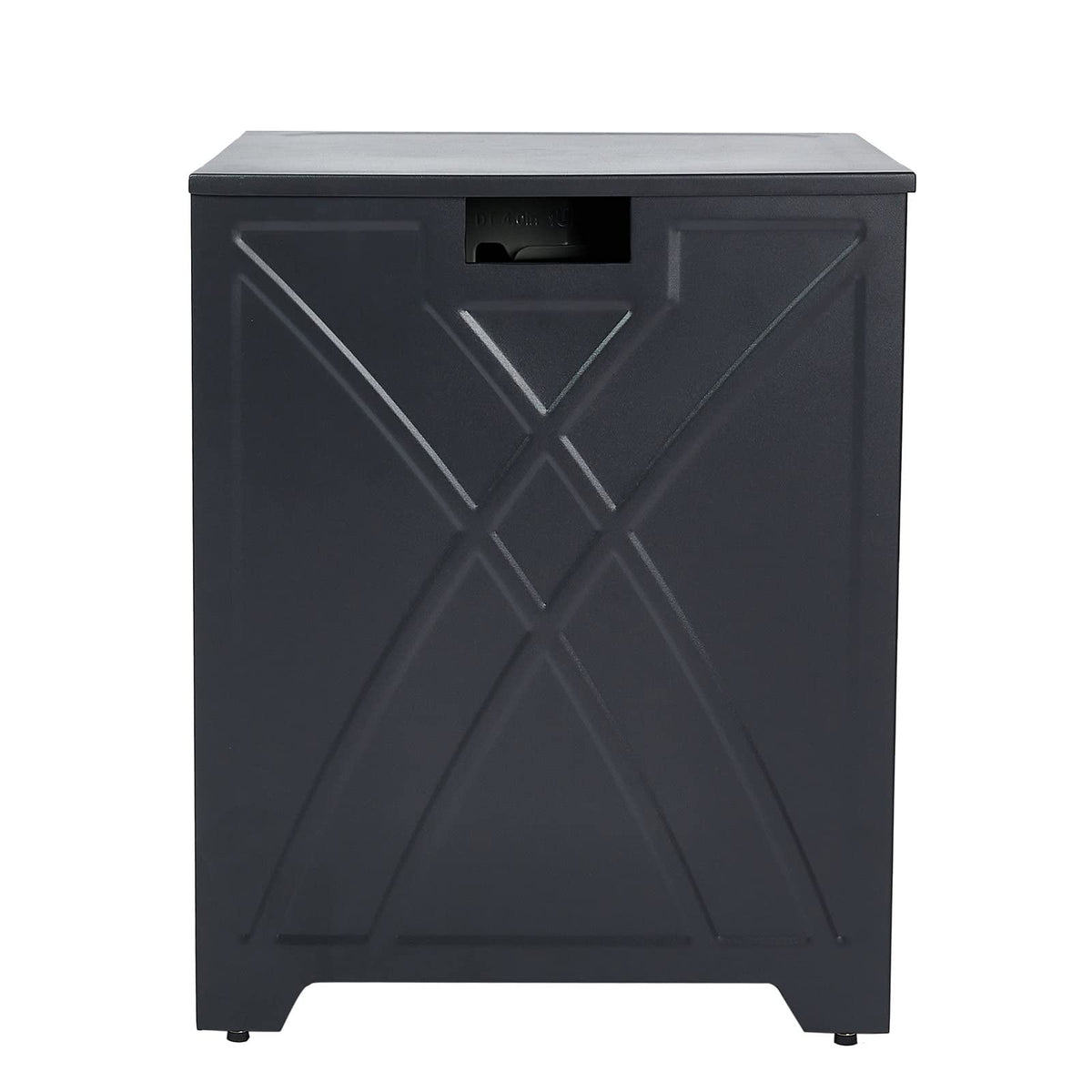 BAIDE HOME propane tank cover table front view with carbon gray finish showing compact square design