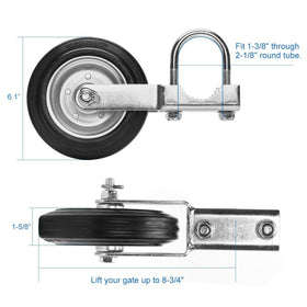 Bailoo gate wheel rolls smoothly over concrete and grass for easy operation.