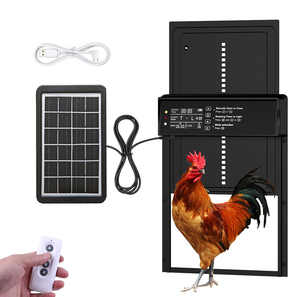Bainianhhg automatic chicken coop door with solar panel and durable aluminum frame.