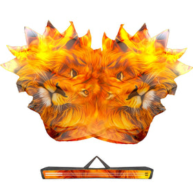 Baisdan lion worship flag in yellow, orange, and black for vibrant stage performances.