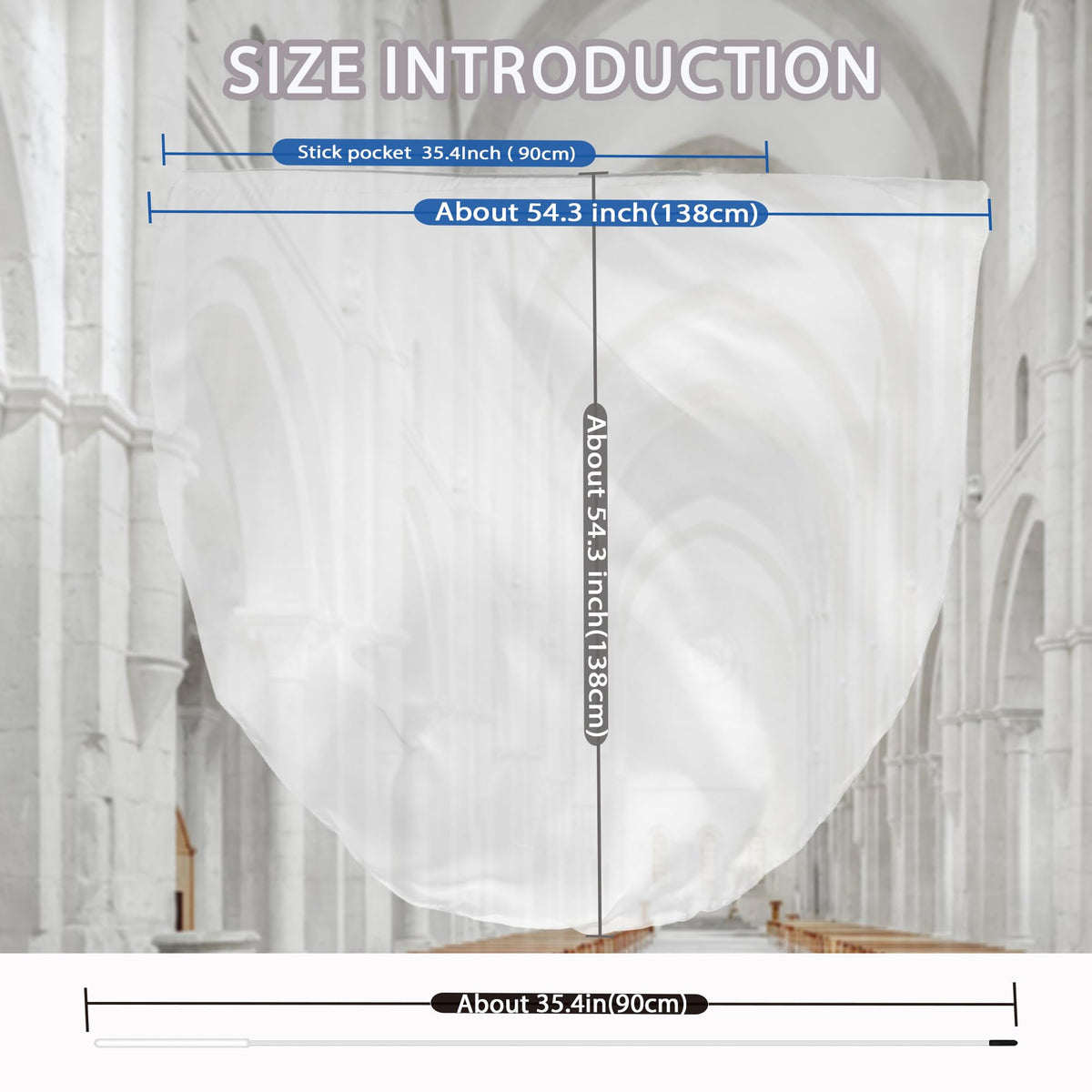 Baisdan silk-like chiffon flag in white offers a luxurious, lightweight feel.