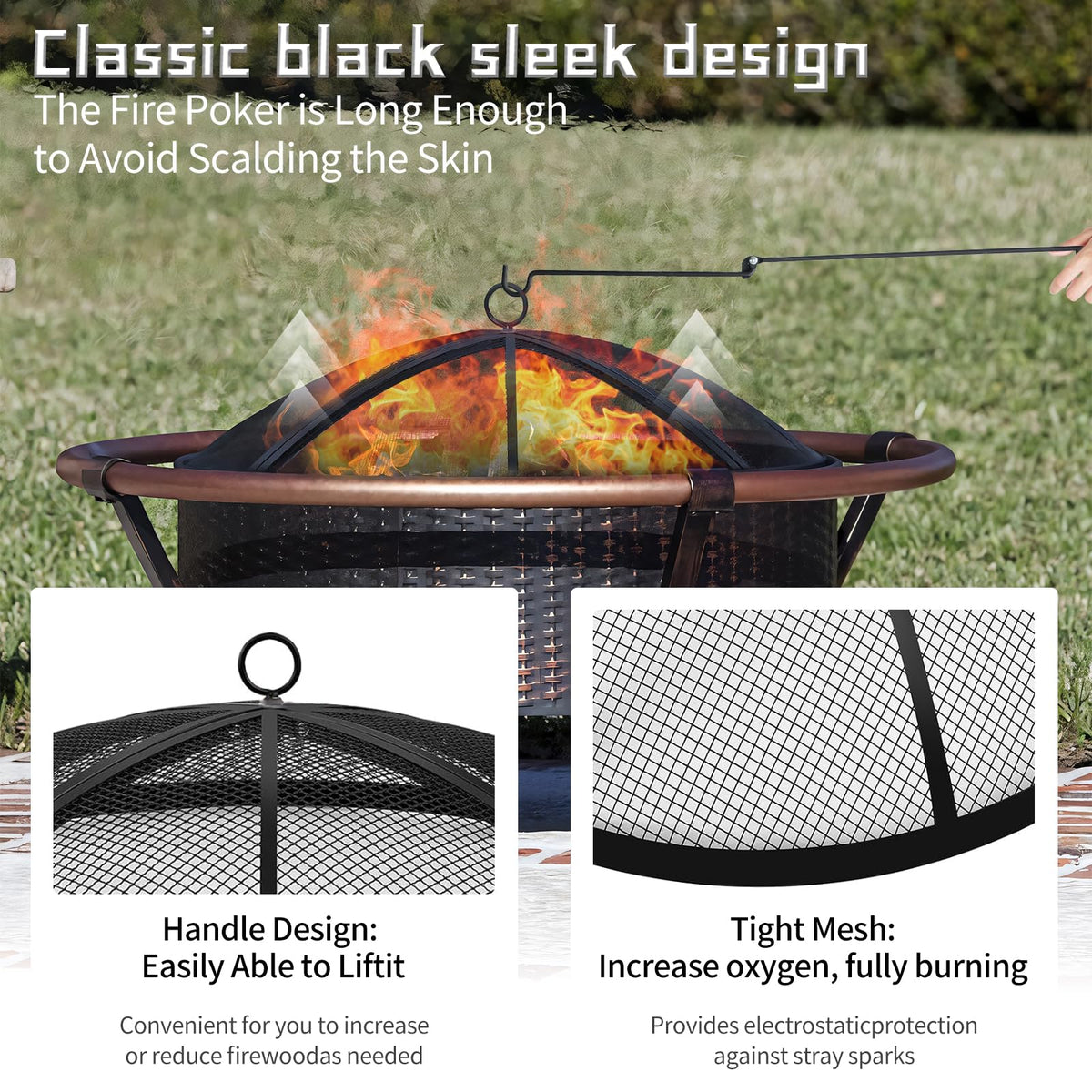 Baitedelai fire pit screen size compatibility ensures coverage for various pits.