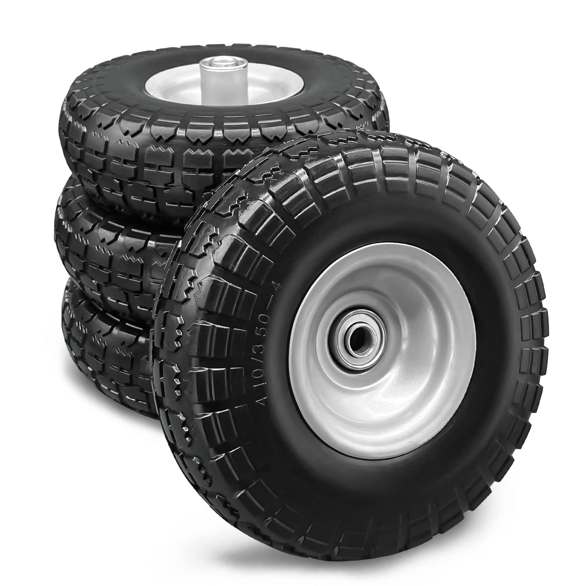 BAIVE BW 10 inch flat-free tire side view for puncture-free wheelbarrow work.