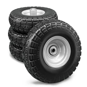 BAIVE BW 10 inch flat-free tire side view for puncture-free wheelbarrow work.