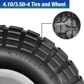 BAIVE BW 10 inch tire tread detail showing enhanced grip on grass and gravel.
