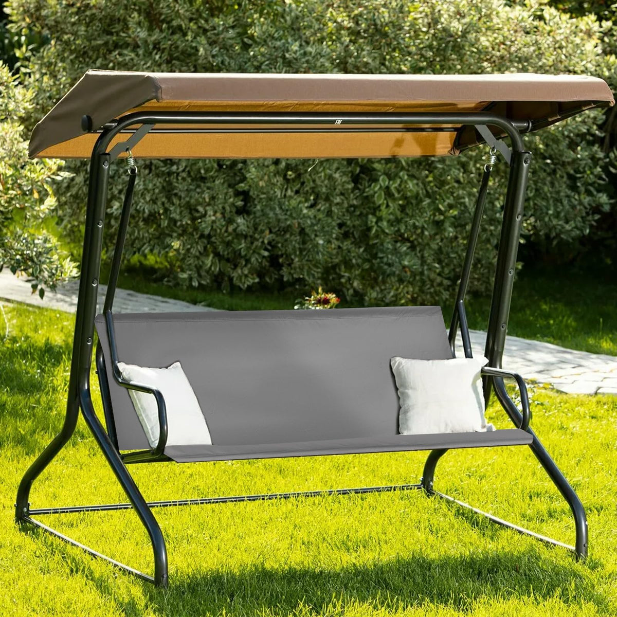Baizoy metal-frame swing seat being fitted with cover