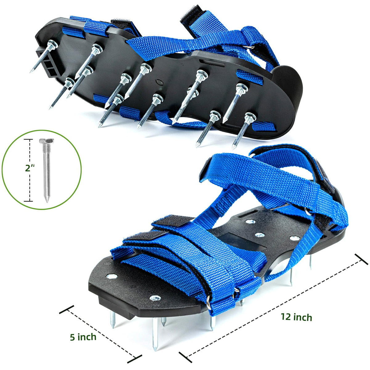 2-inch spikes penetrate soil to improve air and water flow.