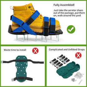 Fully assembled Bakulala aerator shoes ready to wear.