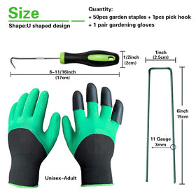 Bakulyor ground fabric pins 11ga 50pcs keep weed barrier firmly in place.