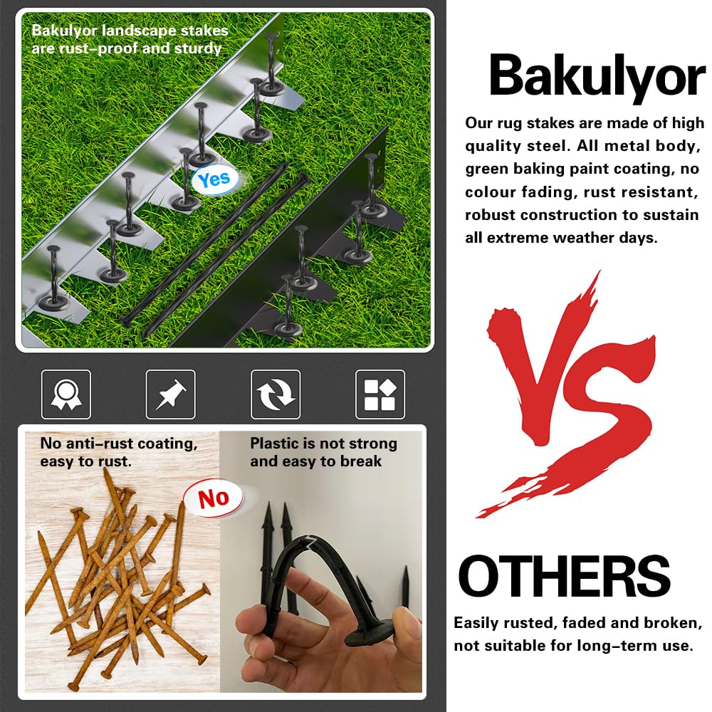 Bakulyor outdoor rug secured by stakes stays in place on windy patios.