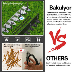 Bakulyor outdoor rug secured by stakes stays in place on windy patios.