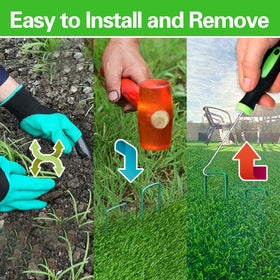 Bakulyor turf stakes 6inch with green coating resist rust and maintain lawn edges.