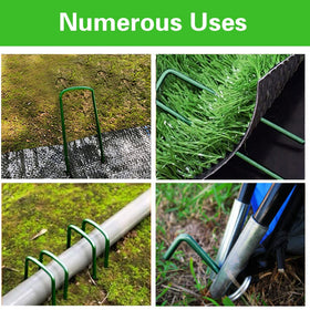 Bakulyor weed barrier staples provide firm hold for durable garden fabric.