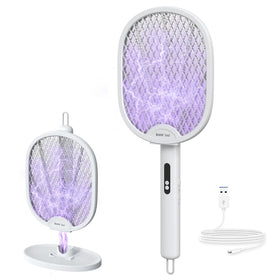 Baldr electric fly swatter racket with ergonomic grip for easy handling.
