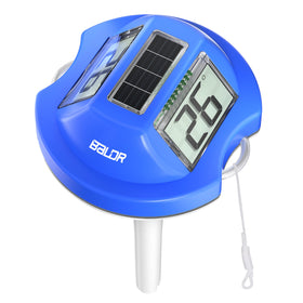 Baldr pool thermometer floating with dual screens provides quick water readings from across the deck.