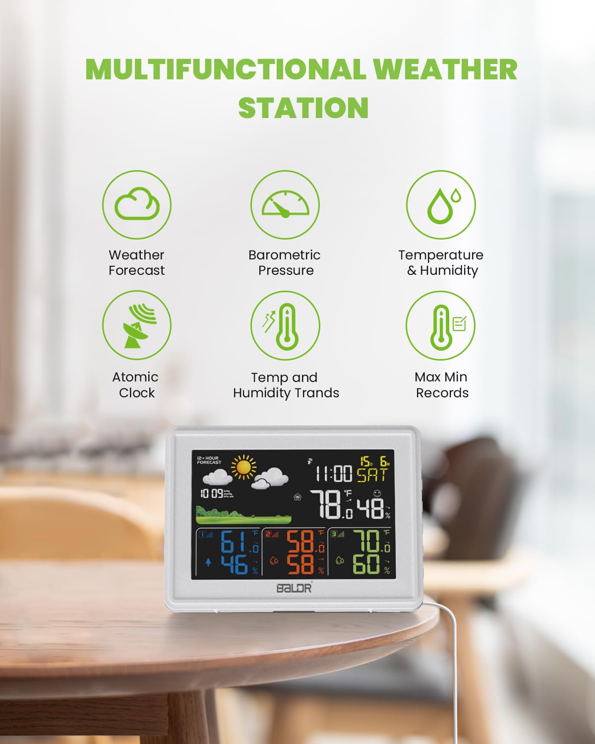 Baldr remote outdoor sensor tracks patio conditions for planning outdoor activities.