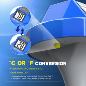 BaldrTherm Fahrenheit/Celsius switch lets you toggle units at a touch.