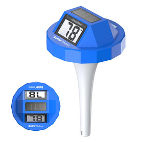 BaldrTherm floating pool thermometer with dual display for easy viewing in any light.