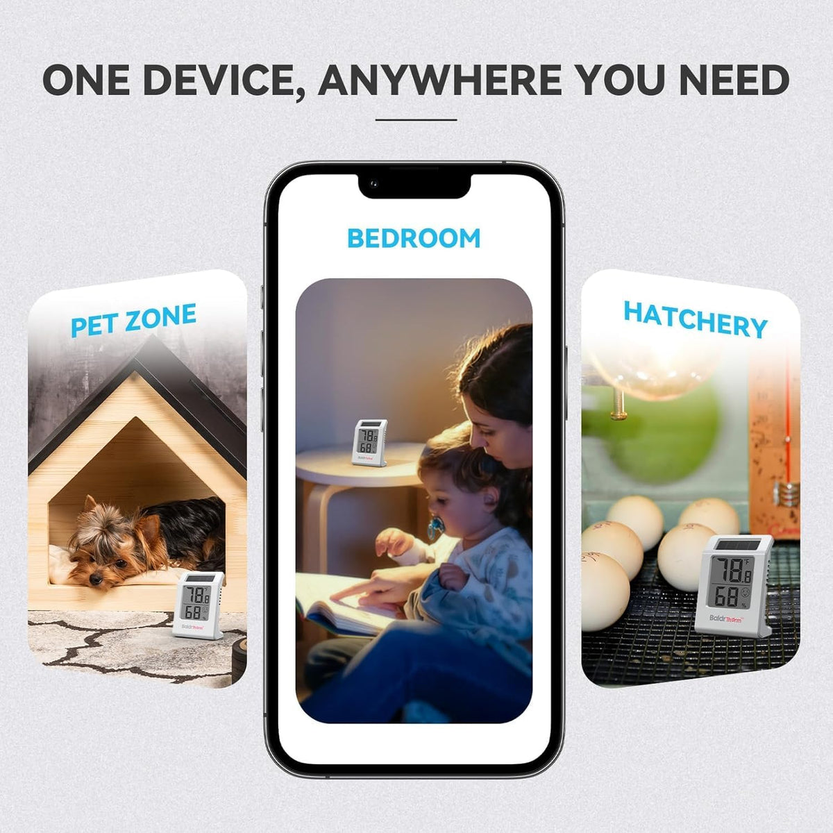 BaldrTherm indoor readings provide quick temperature and humidity updates