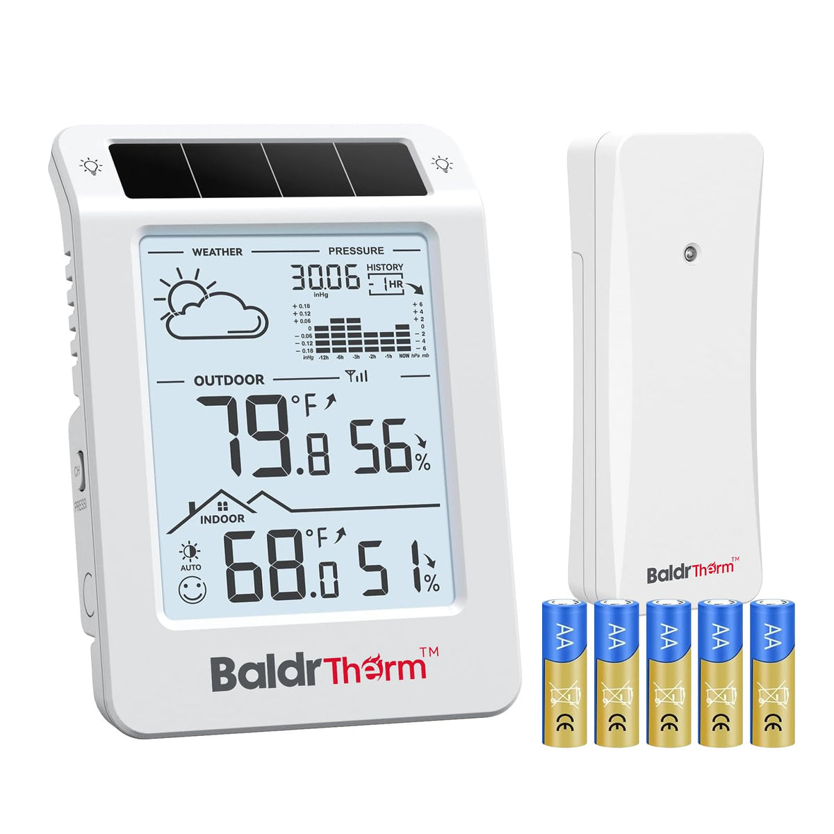 BaldrTherm main unit display shows indoor and outdoor readings at a glance for quick checks.