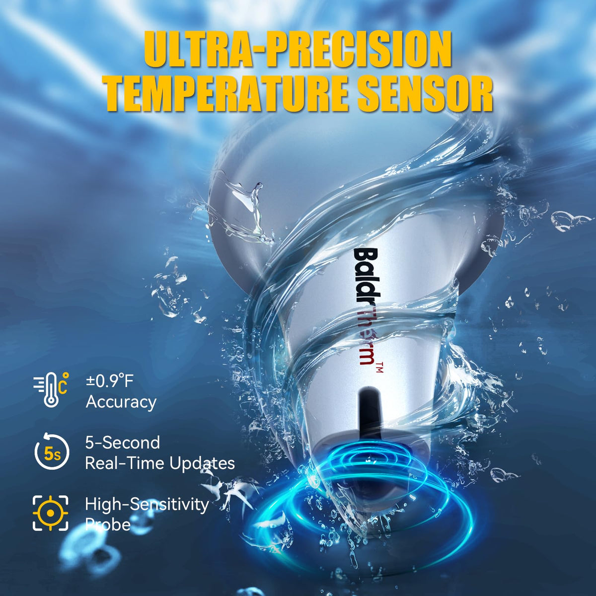 BaldrTherm no-fog-technology delivers clear data even when submerged.