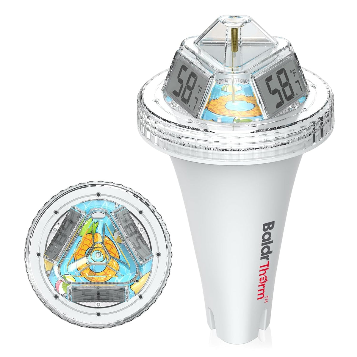 BaldrTherm pool thermometer with 360° reading for quick visibility from any angle.