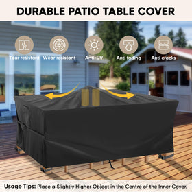 BALEINE outdoor sofa cover guards lounge furniture with wind-resistant straps.