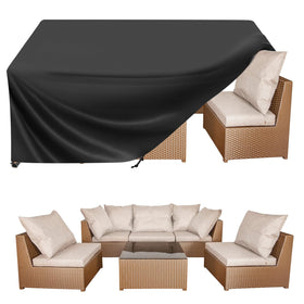 BALEINE patio cover in waterproof Oxford fabric protecting outdoor furniture from rain