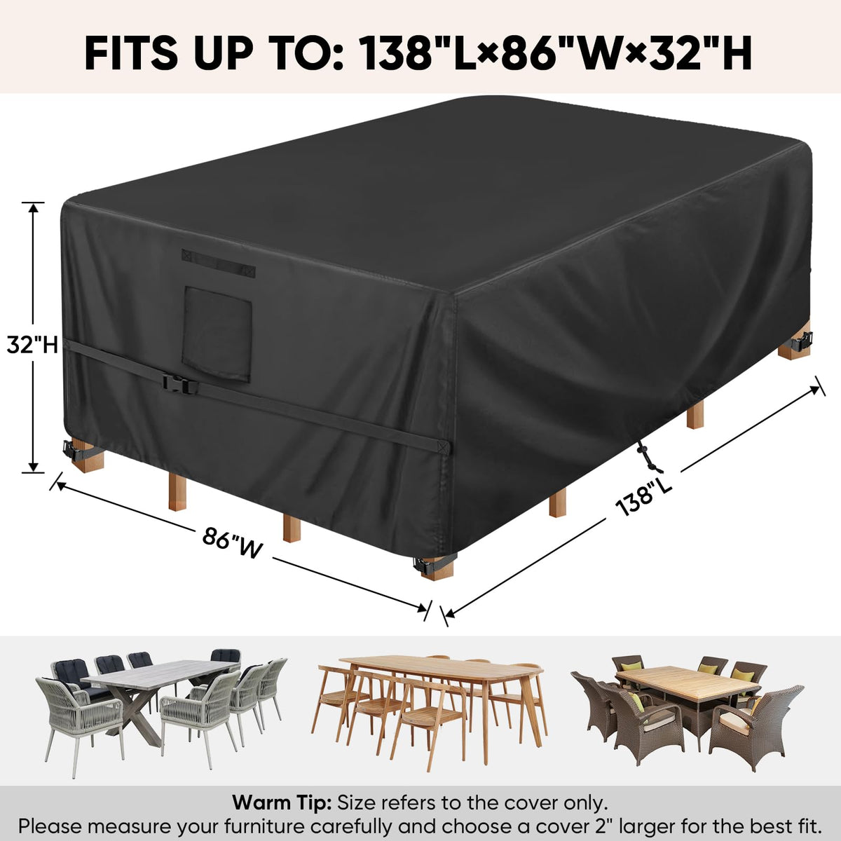 BALEINE patio chair cover waterproof shield for outdoor chairs during wind.