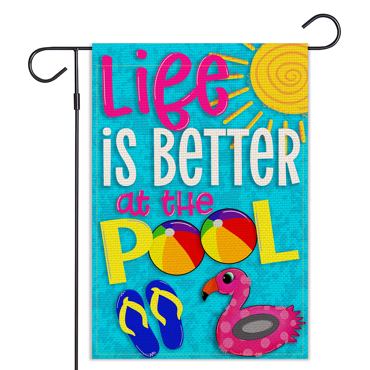 Balgardekor pool garden flag vertical burlap adds curb appeal outdoors.