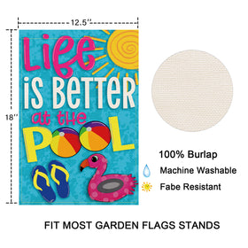 Balgardekor weatherproof burlap flag withstands outdoor conditions.