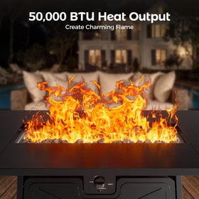BALI OUTDOORS propane fire pit with piezo ignition for quick, reliable startup.