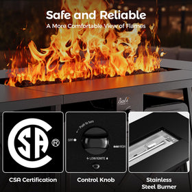 BALI OUTDOORS fire pit delivers 50,000 BTU heat for comfortable warmth.