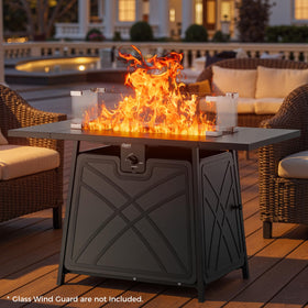 BALI OUTDOORS black fire pit adds cozy nighttime ambiance for conversations.