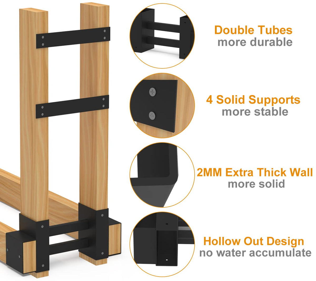 BALIE SPACE log stack bracket DIY setup illustrating customizable size