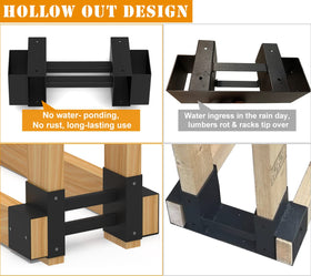 BALIE SPACE outdoor firewood rack front view showing sturdy brackets
